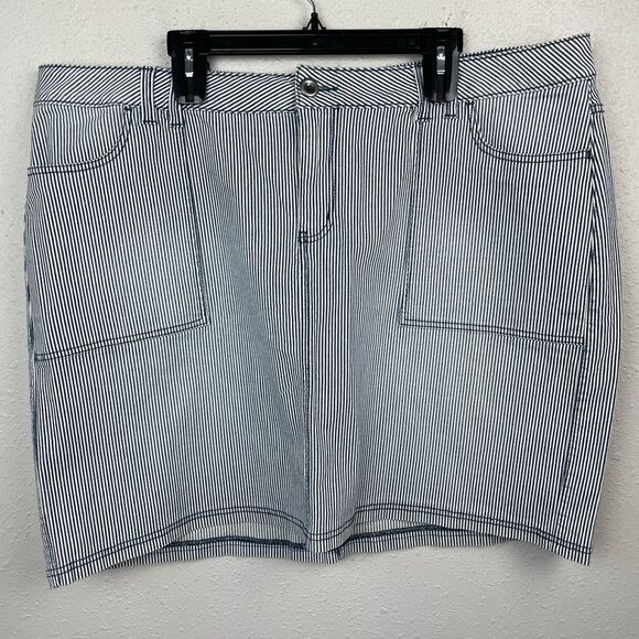 NWT Lane Bryant Navy Blue Striped Denim Mini Skirt Size 24 - Picture 1 of 6